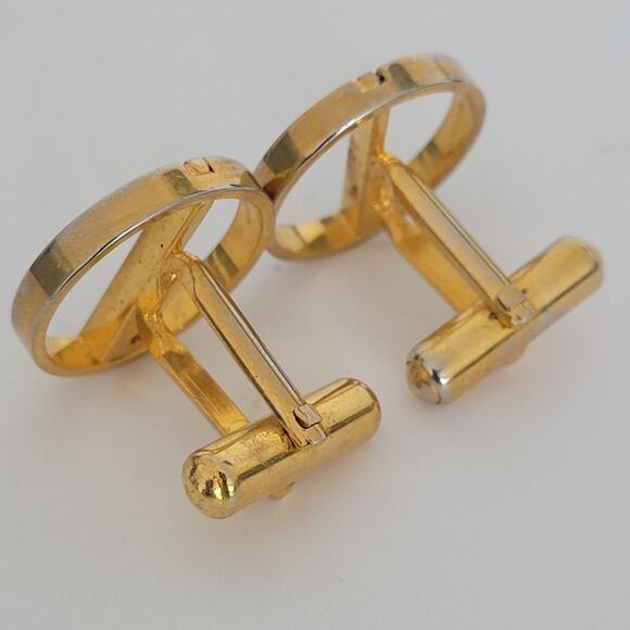 Dunhill D Cufflinks Gold Tone Logo Round Logo Vintage Retro - Picture 3 of 5